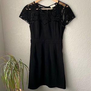 UO Pins & Needles Black Lace/Sheer Top Dress EUC 4